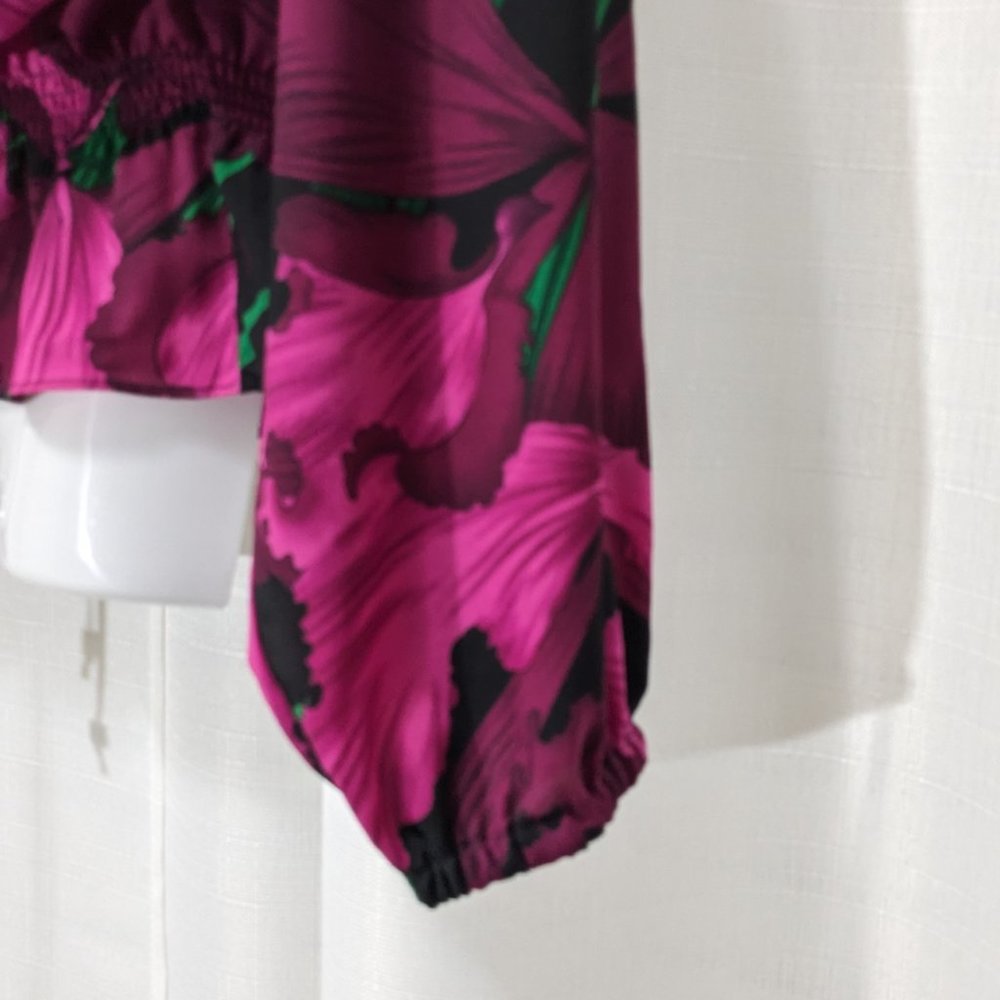 MICHAEL KORS Women's Long Sleeve Top Floral Blouse Size S - Picture 4 of 10